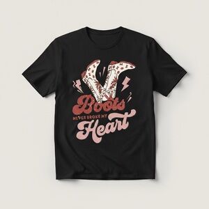 Gildan Black Tee with Red and Pink Graphic